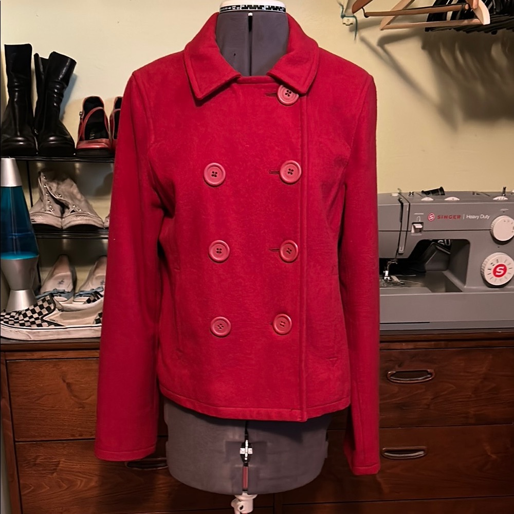 Women's Red Double-Breasted Jacket